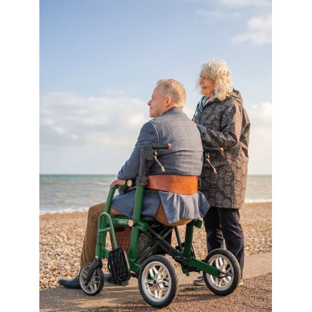 Déambulateur et chaise roulante 2-en-1 Glide Vert - A la plage