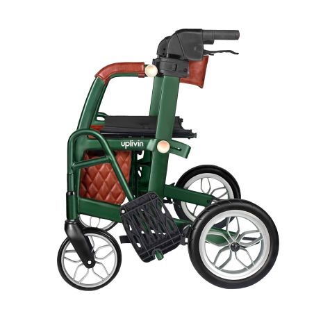 Déambulateur et chaise roulante 2-en-1 Glide Vert - De profil