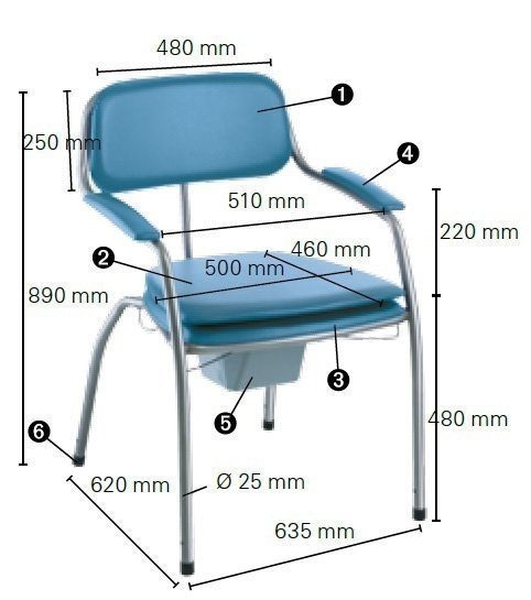 dimensions chaise de douche Omega Classique H450